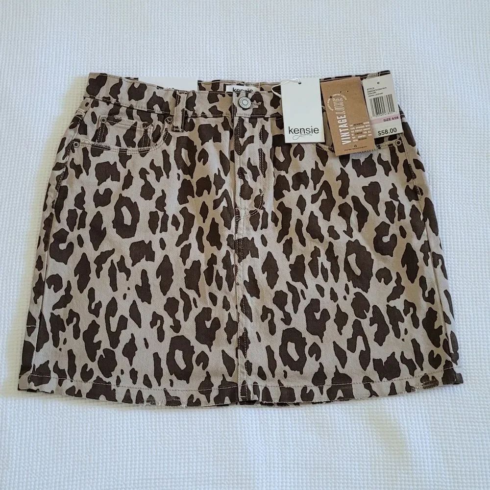 Kensie Jeans👖 Vintage Luxe Leopard🐆 Print Mini Skirt - NWT